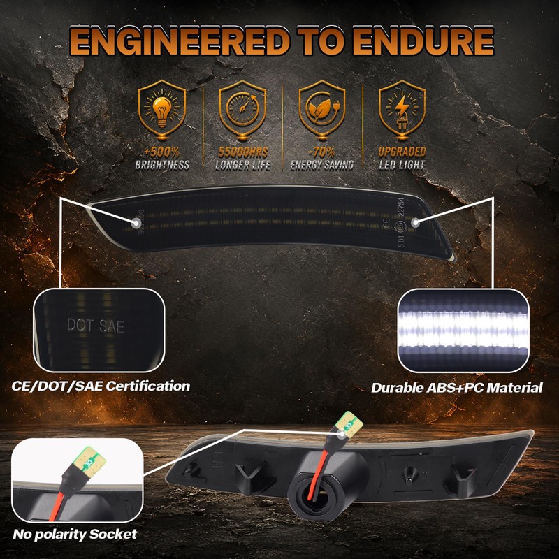 Dynamic Scan LED White Side Marker Lights for Chevy Camaro
