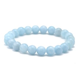 SIMPLÍ BASIC Natural Aquamarine Healing Gemstone Bracelets 8mm Bead Women & Mens Bracelets | Beauty | Happiness | Courage | Calmness | Everyday Jewellery | Inc Gift Box
