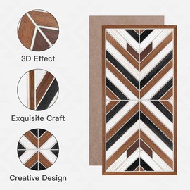 Putuo Decor Farmhouse Aztec Wall Decor, Black White and Brown Lines Printing Wooden Wall Sign, Rustic Home Decor Southwestern Boho Decors for Home Bedroom Living Room