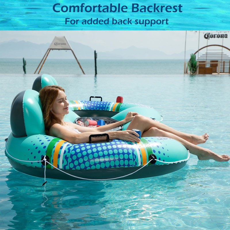 Jasonwell Heavy Duty 2 Person Inflatable River/Pool Tube Float with