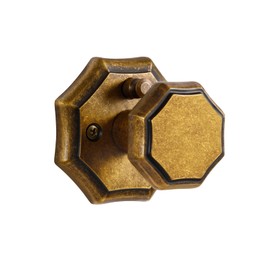 SORWDUERM 1 Pack Antique Brass Privacy Door Knobs Aged Brass Octagonal Interior Closet Hallway Interior Vintage Door Knob