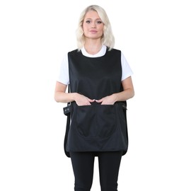 a2z workwear Ladies Tabards Cooking Cleaning Apron with Pocket, Kitchen Chef Apron Cotton (Black, 4XL/5XL (22-24))