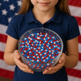 Star Shaped Hard Candy Sweet & Fruity Bulk Candy for Parties, Wedding, and Gifts (2 Pound, American Patriotic Red, White, and Blue)