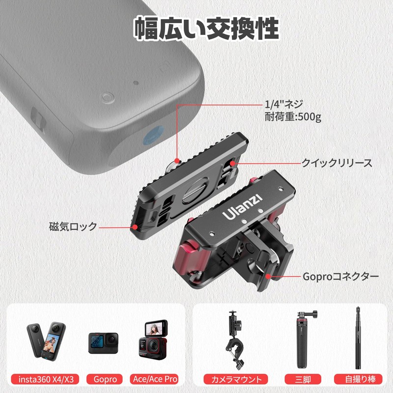 Ulanzi Magnetic Adapter Mount for Insta360 x5/x4/x3/ACE/ACE PRO - Quick