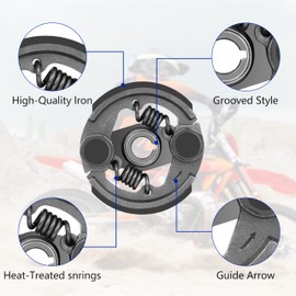 Tunejoy Pocket Bike Clutch with 2 Springs Motorcycle Clutch Pad Iron for 2-Stroke 43cc 47cc 49cc Mini Moto ATV Quad Dirt Bike with Grooves Black