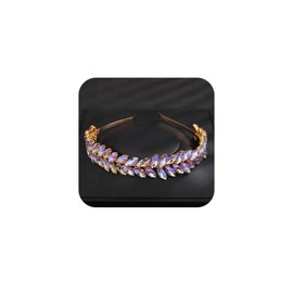 Teyglen Sparkly Purple Color Rhinestone Crystal Handmade Vintage Hair Crown Headband for Wedding, Prom, Birthday Party (1 Count)