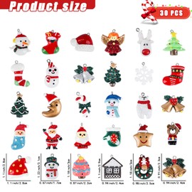 Fadcaer Mini Christmas Ornaments,30 Pcs Christmas Miniature Resin Ornaments, of Christmas Tree Hanging Decoration Kits for Keychain Pendant Christmas Decorations Xmas Birthday Gifts