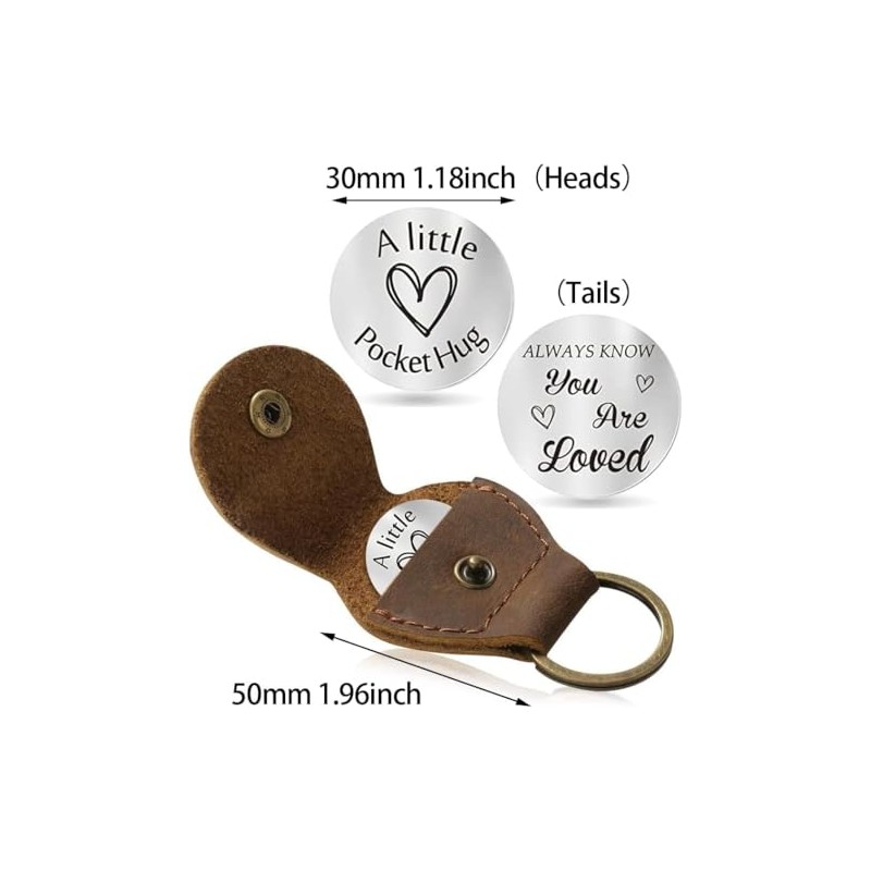 AWIWTOBQ Keychain,Pocket Hug Token Long Distance Relationship Keepsake, Double Sided