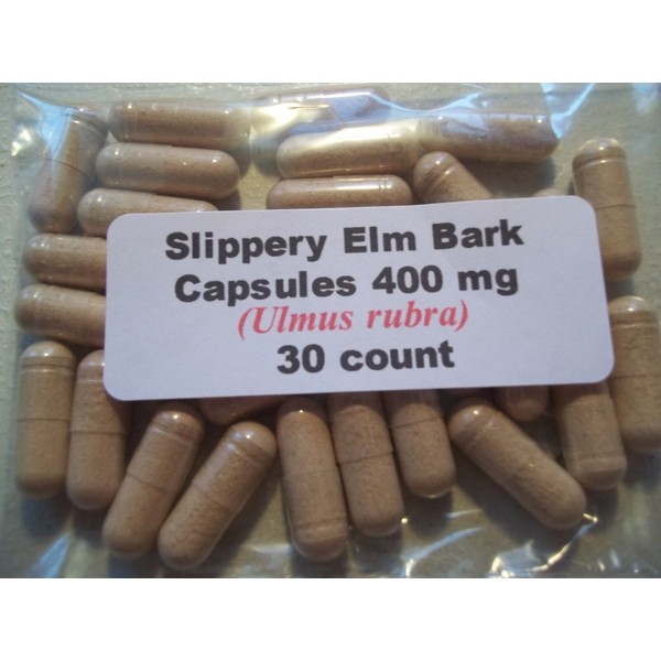 Slippery Elm Bark Powder Capsules (Ulmus rubra) 400mg.  30 count