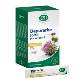 ESI, Depurerbe Forte Drink, Integratore Alimentare Depurativo a Base di Estratto di Carciofo, Cardo Mariano e Tarassaco, Aiuta l'Organismo a Eliminare le Tossine Accumulate, Gusto Limone, 24 Bustine
