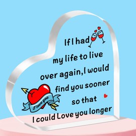 QMVMV Lover Heart-Shaped Acrylic Plaque Gifts Anniversary Valentines Love Couple Gifts for Him Her Wife Husband Boyfriend Girlfriend