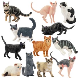 EYSCOTA 12PCS Katze Figurensatz, realistische Kätzchen Spielzeug, Katze Kuchen Topper Weihnachten Geburtstag Geschenk für Kinder Kleinkinder
