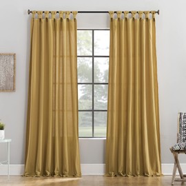 Archaeo Washed Cotton Twist Tab Curtain, 52" x 84", Mustard Yellow
