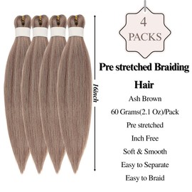 Ash Brown Bob Braiding Hair Pre stretched Curly Short Braiding Hair for Boho Braids Hypoallergenic Knotless Braids