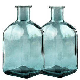 Coastal Style Small Decor Nordic Minimalist Glass Vase,Retro Green Set of 2