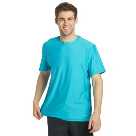 Sporti S/S UPF 50+ - Camisa de natación de ajuste relajado para hombre, cómodas camisas de protección contra erupciones para hombre, Azul océano, Small