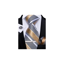 DiBanGu Necktie, Striped Necktie, Handkerchief, Cufflinks, Tie Pin Set, Wedding, Business, School Entrance Ceremony, Graduation, Year End Party