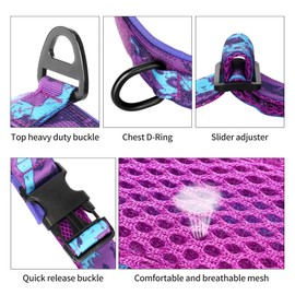 Annchwool No Pull Dog Harness with Airtag Case and Two Patches,Quick Fit Escape Proof Dog Harness,Easy for Training Walking Vest Harness for Small & Medium and Large Dog(Camo Purple,M)