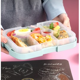 Children's Lunch Box | Bento Box with Compartments | Lunch Box Children | Robust Lunch Box with 6 Compartments | Children's Lunch Box Nursery School (Blue)