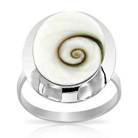 PLANETYS - 925 Sterling Silber Oval Ring Auge des Heilige Lucie - Santa Lucia - Oeil de Sainte Lucie - Shiva Eye - Größe verstellbar