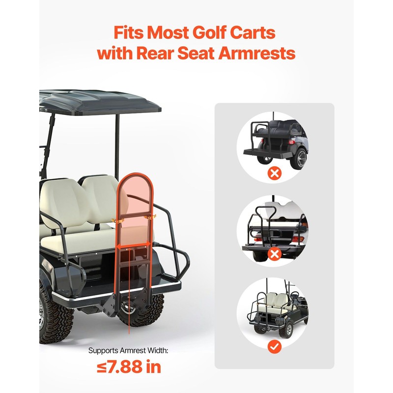 Golf Cart Rear Seat Bag Holder Space-Saving 27.1 X 15.6