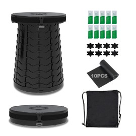 VIVETERA Camping Toilet Retractable Portable for Adults Kids, Adjustable Height Potty with Lid Foldable Design for Hiking, Car Travel, Truck, RV, Boating, Road Trips, Beach (Black)