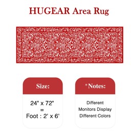 HUGEAR Christmas Area Rug 2x6 Runner Rugs Machine Washable Hallway Rugs Low Pile Carpet Red/White Non-Slip Indoor Door Mat Christmas Deer Rug for Bedroom Kitchen Entryway Bathroom
