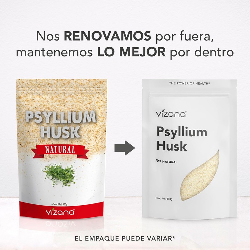 VIZANA NUTRITION Psyllium Husk Natural, 600g Sin Azucar, Cáscara de