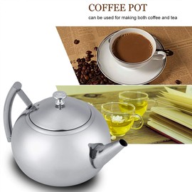 Stainless Steel Teapot with Infuser,2L Teapot with Lid Coffee Tea Pot Kettle with Removable Infuser Filter,Tea Pot Kettle for Loose Leaf and Tea Bag