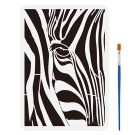 FINGERINSPIRE Peek at Zebras Stencil with a Paint Brush 11.7x8.3Inch Abstract Zebra Pattern Painting Stencil Reusable PET Animal Themes Decoration Template for Painting on Wood Wall Floor Furniture