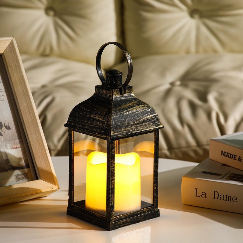 Kittmip 8 Pcs 10 Inch Bronze Decorative Candle Lantern Bulk