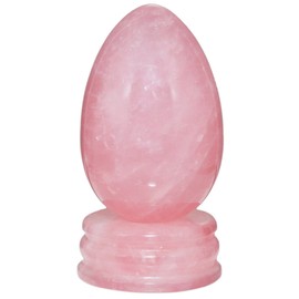 KYEYGWO Rose Quartz Carved Eggs with Stand, Healing Crystal Meditation Chakra Balancing Reiki Crafts Home Decoration