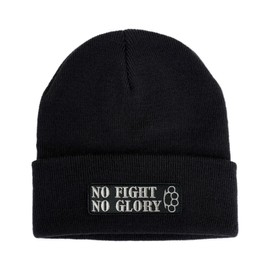 Hat No Fight No Glory in Black I Unisex I Embroidered Patch to Change I Beanie Knitted Hat Winter Hat, black
