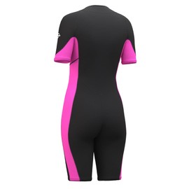 Hevto Wetsuit Women Shorty 2mm Neoprene Front Zip Short Wet Suit in Cold Water for Swimming Surfing Diving Paddle Boarding (W1S-Pink, 16)
