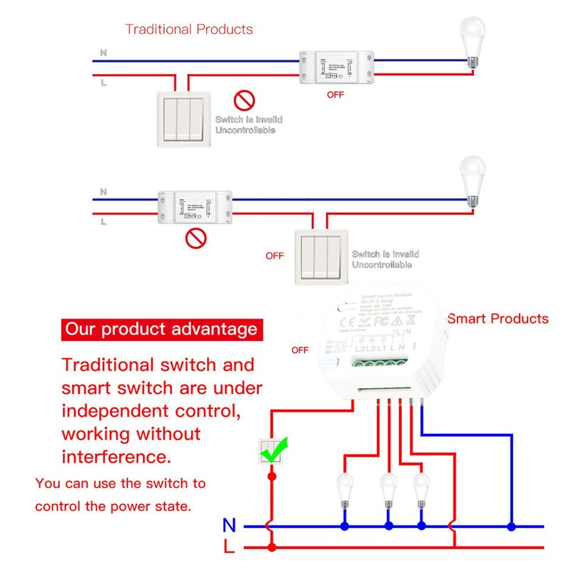 Smart Light Switch Module WiFi Home Light Switch Control 3