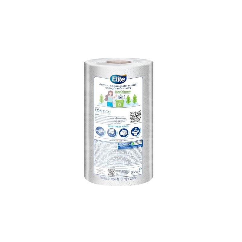 Elite Toalla de Papel Ultra Absorbente 1 Rollo 180 Hojas