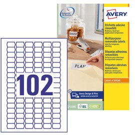 AVERY Zweckform L3410REV-25 Preis-Etiketten (2.550 Preisaufkleber, 26x16mm auf A4, bedruckbar, selbstklebend, wieder rückstandsfrei ablösbar, für temporäre Preisauszeichnungen/Angebote) 25 Blatt, weiß