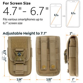 WYNEX Tactical Molle Phone Pouch with Compass Buckle, Tactical Phone Holster Molle Cell Phone Pouch Universal Belt Waist Bag for IP 15/14/13 Pro Max / S22/S21 with US Patch & Paracord Keyring Clip