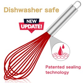 OYV Silicone Rubber Whisk,Premium Whisks For Cooking Non Scratch,Stainless Steel & Silicone Wisk For Nonstick Cookware Pans, High Heat Resistant kitchen Whisks set of 3,Red+Blue+Green