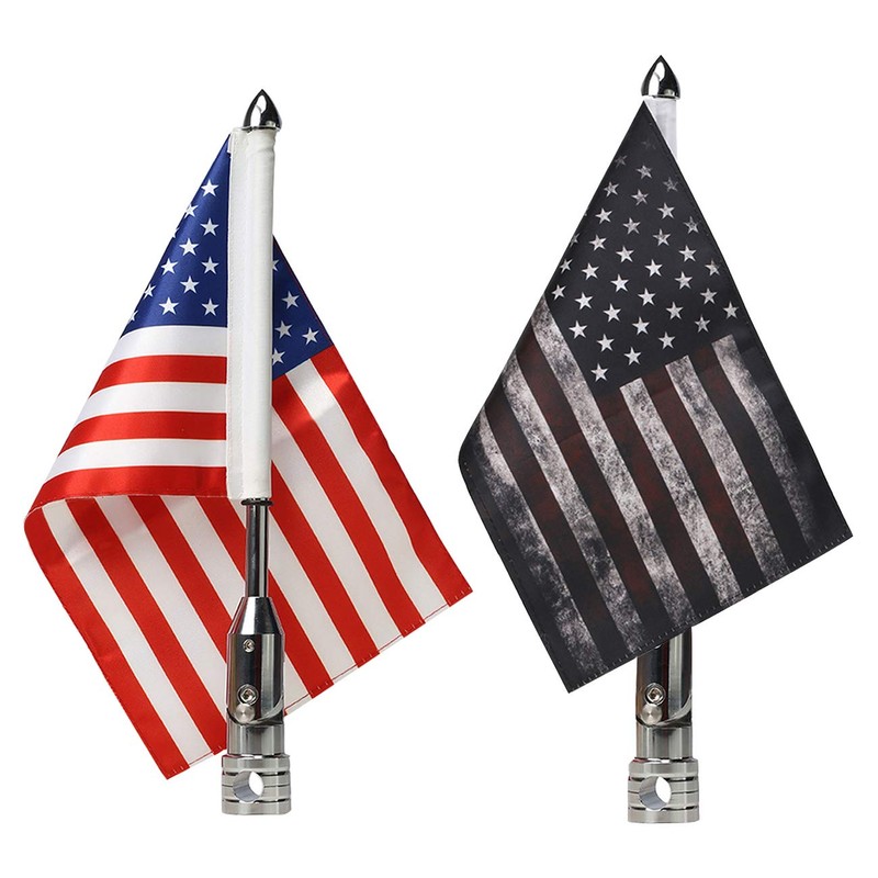 2 PCS Motorcycle Flag Pole with American Flag and Pirate
