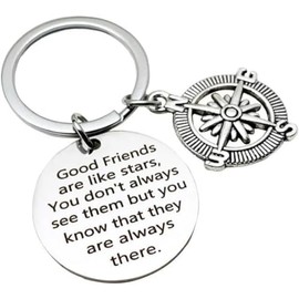 Axmerdal Inspirational Keychain Best Good Friends Keychains Engraved Pole Star Mantra Birthday Jewelry Gift Keychain for Her Women Men
