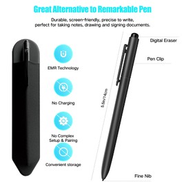 Jvkzaen EMR Stylus Remarkable 2 Pen Replacement with Digital Eraser + 3Tips+1Pencil Holder | 4096 Pressure Level Sensitivity & Palm Rejection | Digital Pen Marker Plus Compatible Kindle Scribe