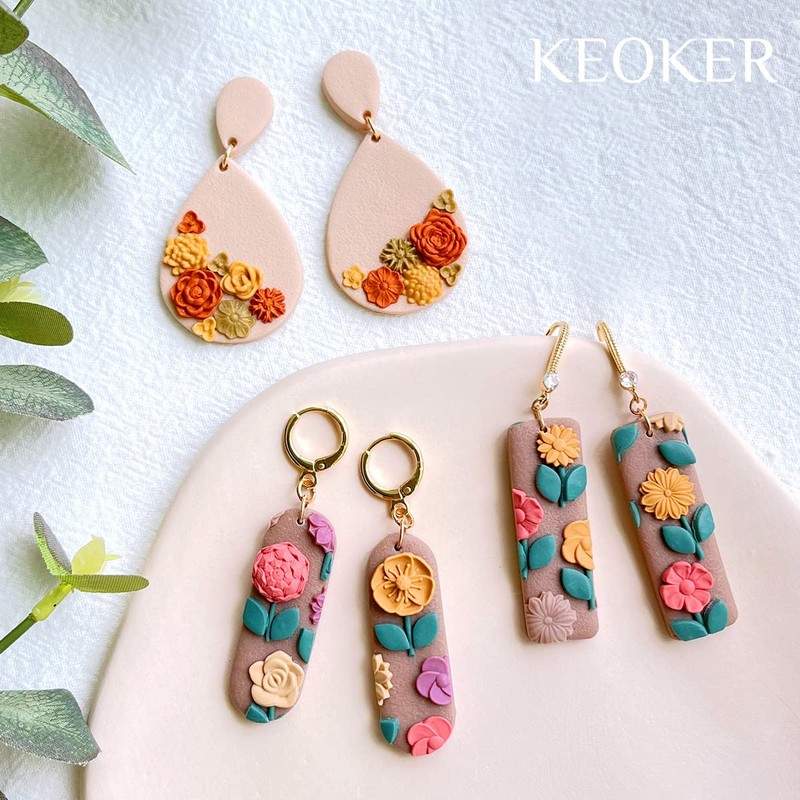 KEOKER Polymer Clay Molds - 12 Pcs Mini Floral Clay