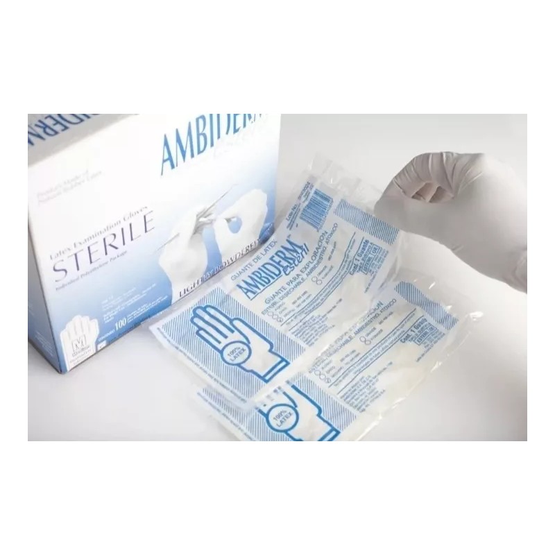Ambiderm 5 Cajas Guantes Ambiderm Estéril Caja 100 Piezas