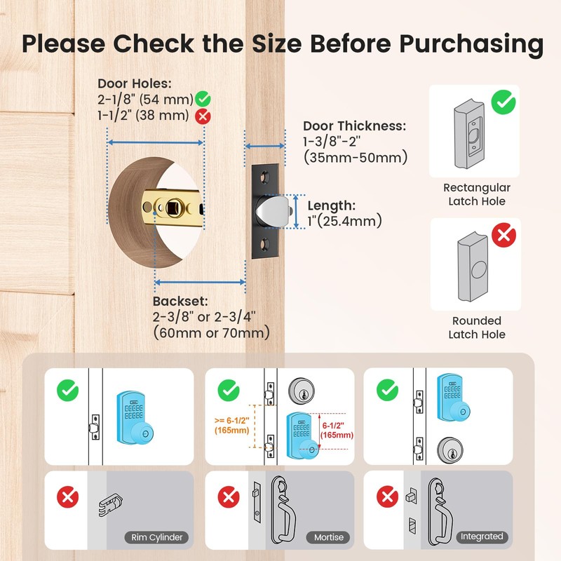 Hidalife Smart Door Knob with Keypad, Keyless Entry Door Lock