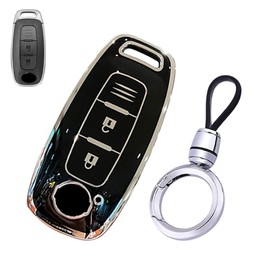 LETINGFAR Key Case, Smart Key Case for Nissan, Key Cover, Soft TPU Material, 3 Buttons, Specially Designed for Nissan, Keychain, New Model X-Trail, T33, Aria, B6, B9 Series, Key Case, Black (Key