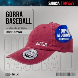 SAROSA Gorra Oficial NASA Ajustable para Hombre Y Mujer by (Rojo Vino)