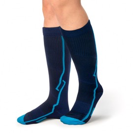 MEGAVOW 1 Pair Compression Socks, Sport Knee High Circulation Support Socks, Graduated Compression Stockings Athletic Fit for Running Cycling, Travelling Flight, Nurses, Pregnancy, S/M, Navyblue