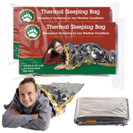 Emergency Thermal Mylar Sleeping Bags - 4 Pack - Ultra Compact for Camping, Survival, Disaster Bivouac Shelter - Pocket Sized, Unfolds to 7ft x 3ft -Retains 90% of Body Heat and Repels Wind and Water
