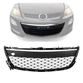HECASA Front Lower Grille Compatible with 2010-2012 Mazda CX7 CX-7 Replacement for MA1036121 EH44501T0H Front Bumper Grill Lower Plastic Chrome Black+Silvery